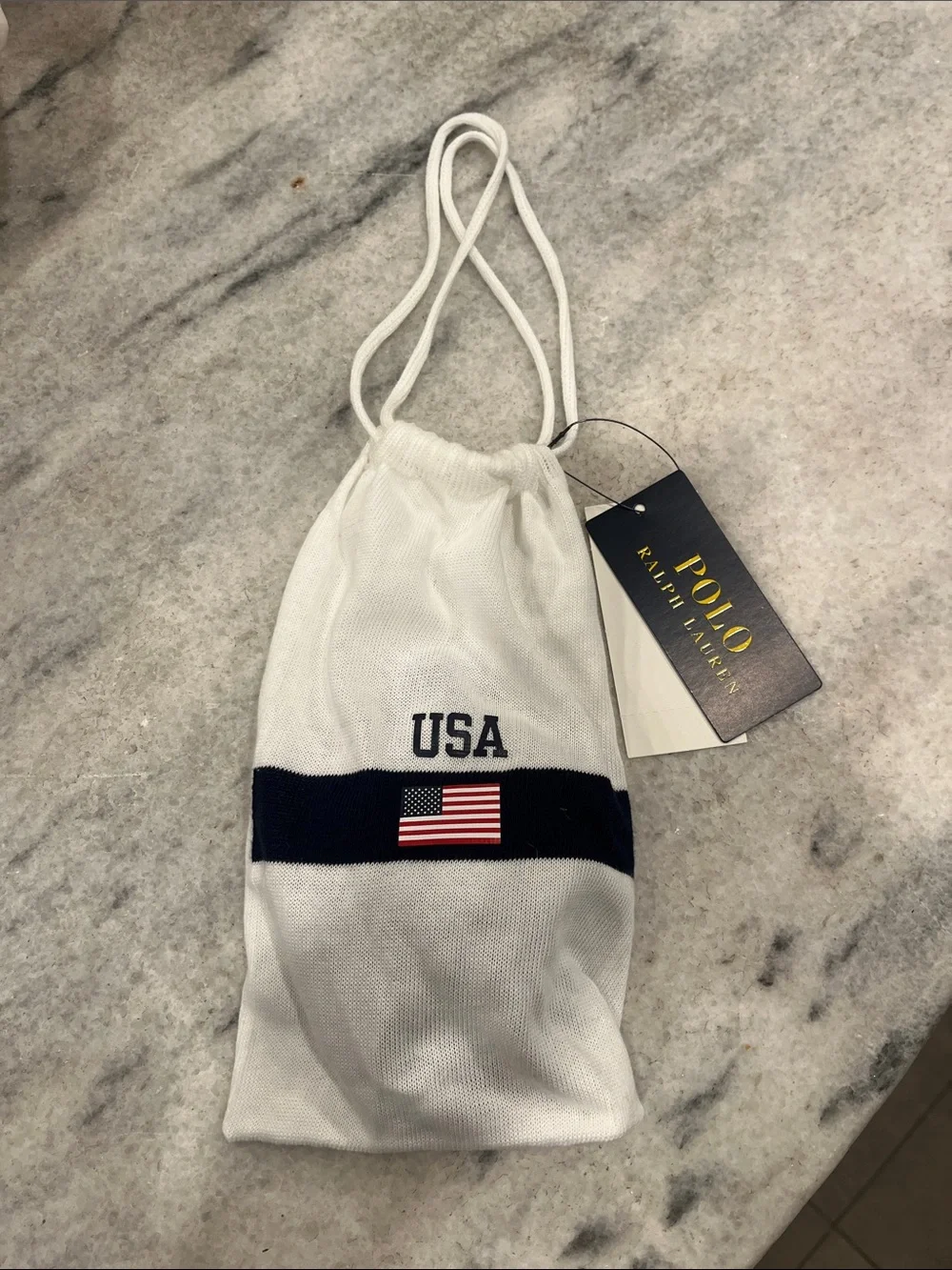 Polo by Ralph Lauren  Navy & White Face Mask Duo with USA Flag Detail